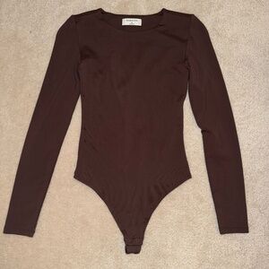 Babaton Contour Crew Bodysuit in Rich Mocha Brown